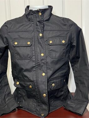 J. Crew Women’s Black Utility Jacket with Gold Buttons